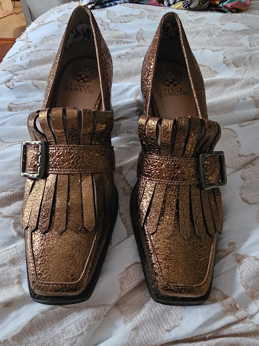 Vince Camuto Women's Metallic Bronze Kiltie Loafers